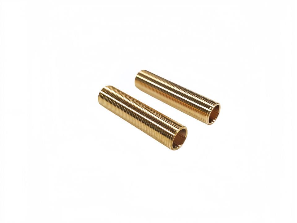 CNC Machined Fully Threaded Brass Hollow Sleeve, Long Full Thread Brass Pipe Nipple Connector For Plumbing Pneumatic