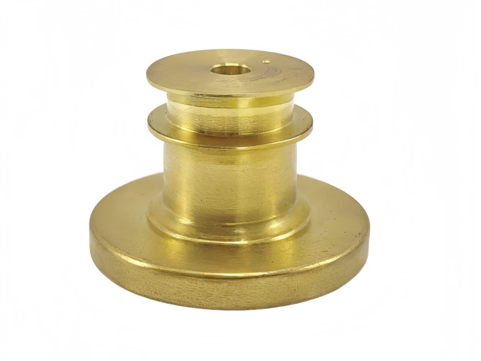 Brass Multi-Flange Step Pulley Boss With Center Mount Hole