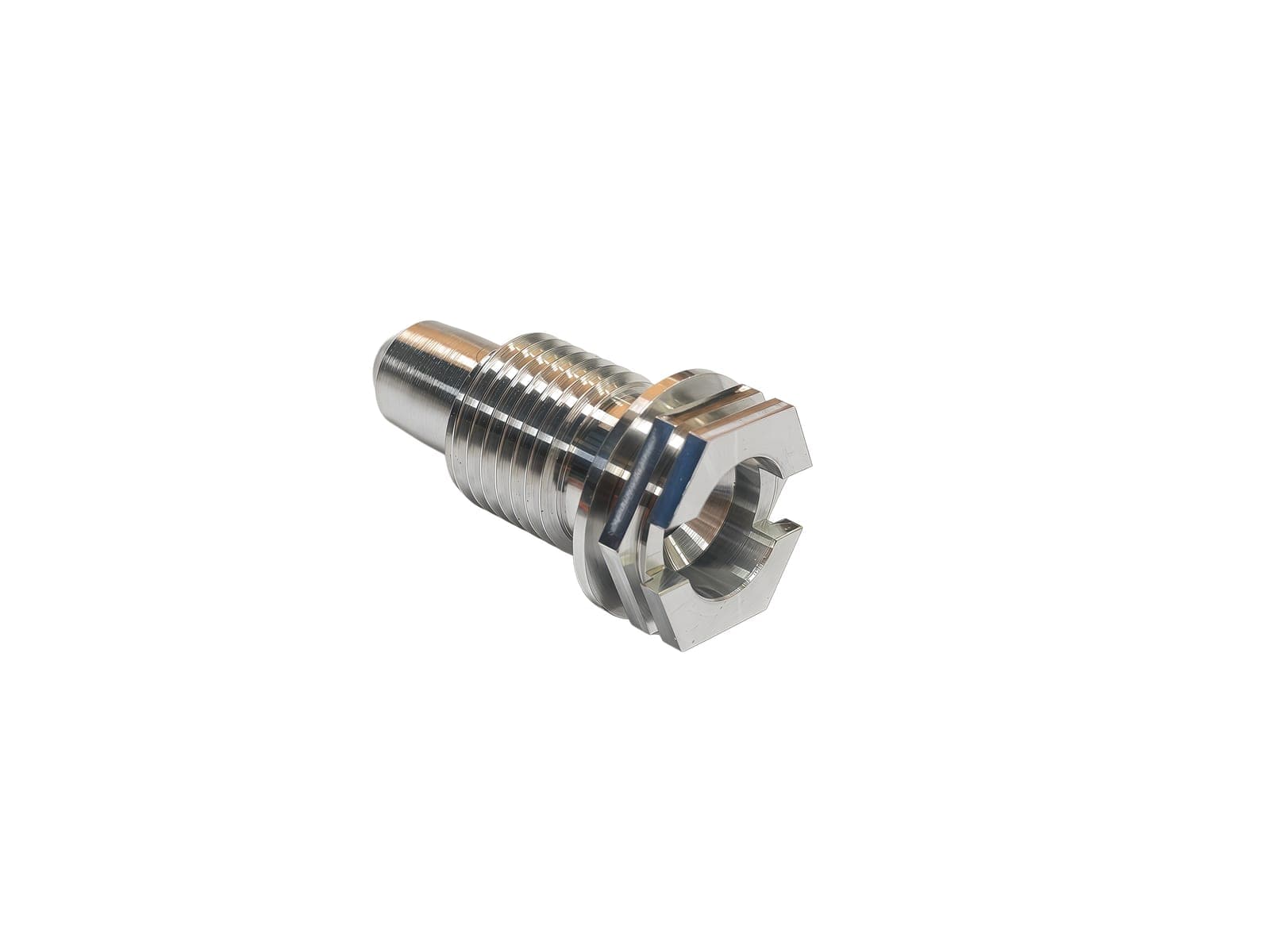 CNC Turned Threaded Shaft With Cutout Square Clamping Head
